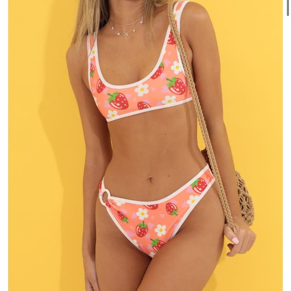 Lyrica Racer Back Bikini Set in Orange Strawberry